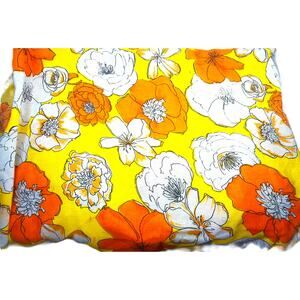 Vintage 70s Sears Flower Power Orange Yellow Floral Fabric Material Remnant 6 Yd